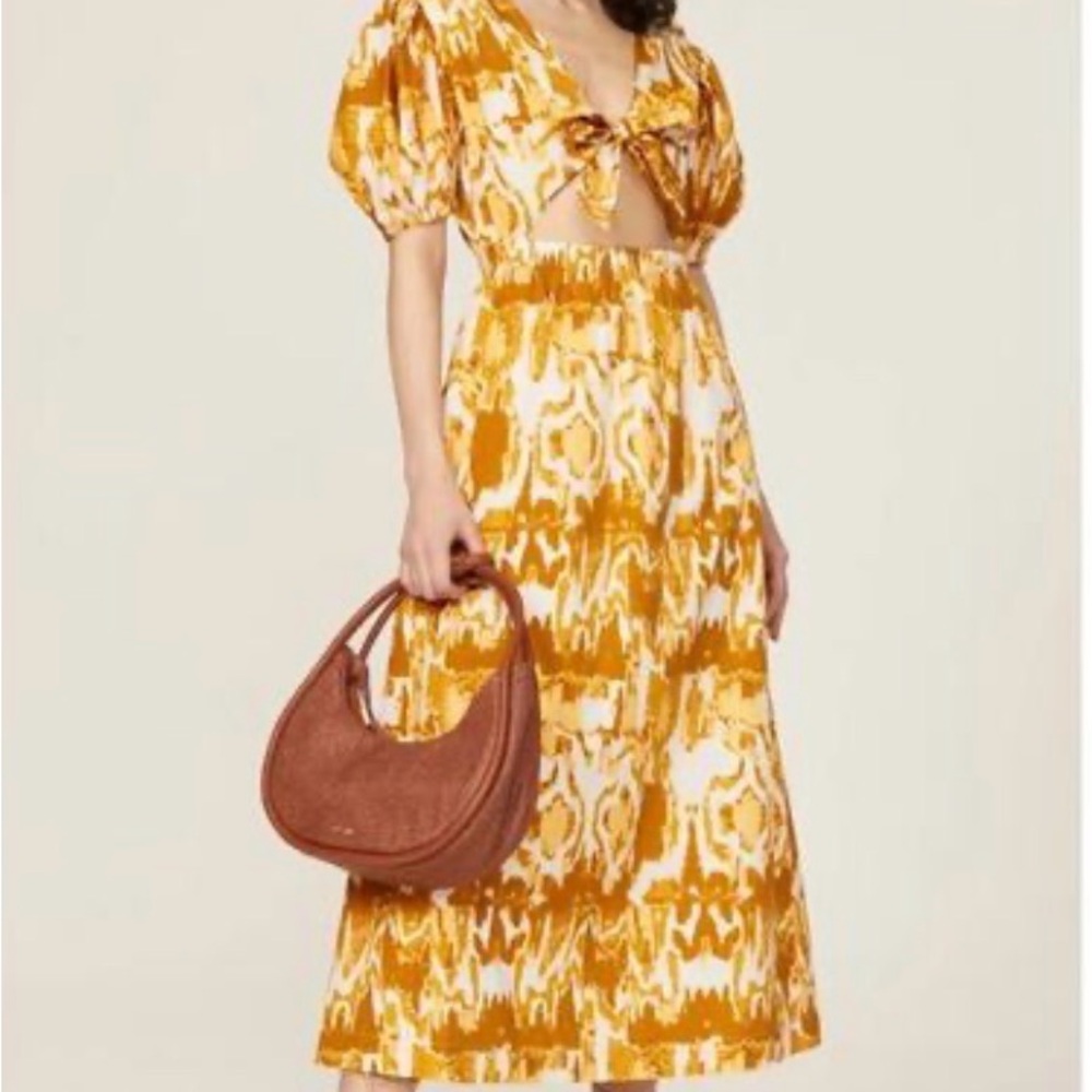 Cleobella Mustard and White Midi Dress